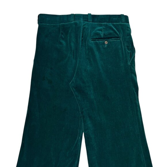 70s vintage green velvet wideleg flare pants hippie boho bellbottom trousers. - Picture 4 of 6